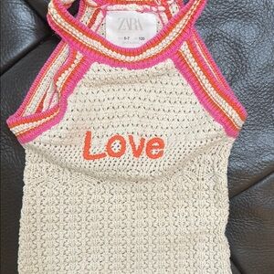 ZARA Cream and Pink Knit Top